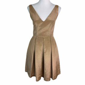 LulaKate Satin Sleeveless Pleated Fit Flare Dress